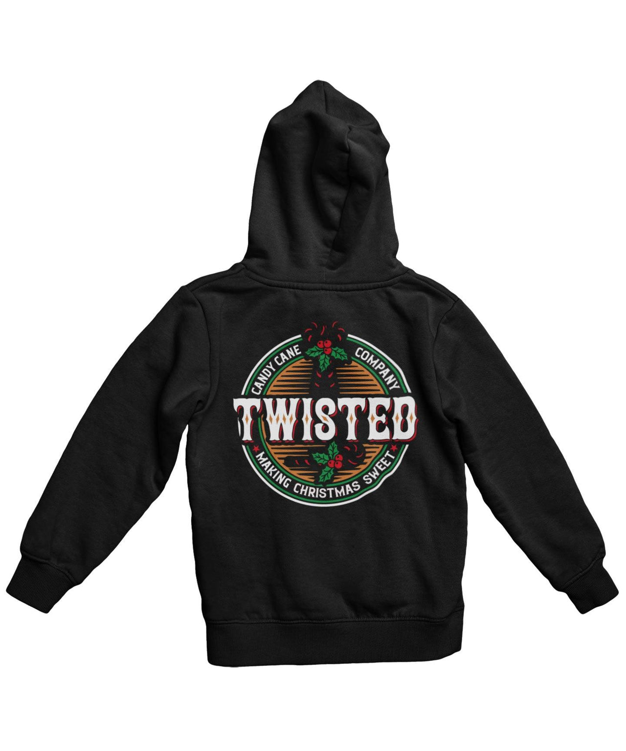 Twisted Candy Cane Colour Back Printed Christmas Hoodie For Men and Women 8Ball