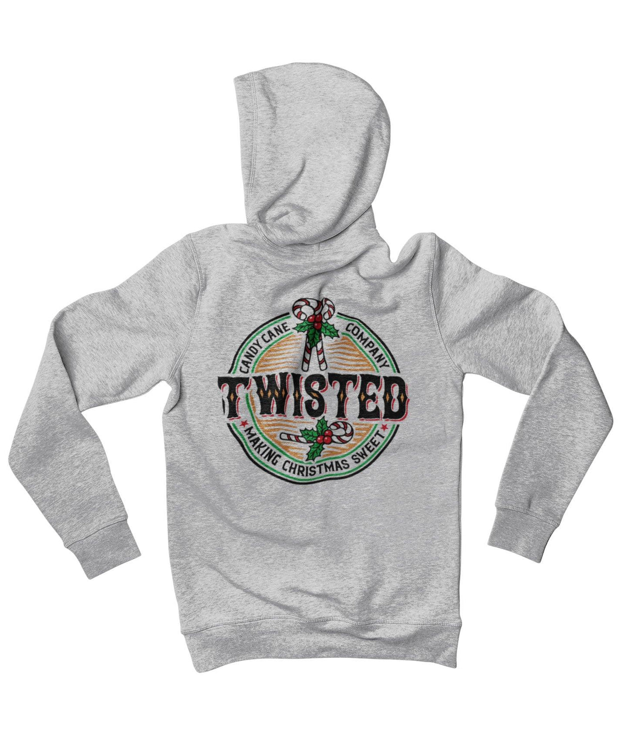 Twisted Candy Cane Colour Back Printed Christmas Hoodie For Men and Women 8Ball