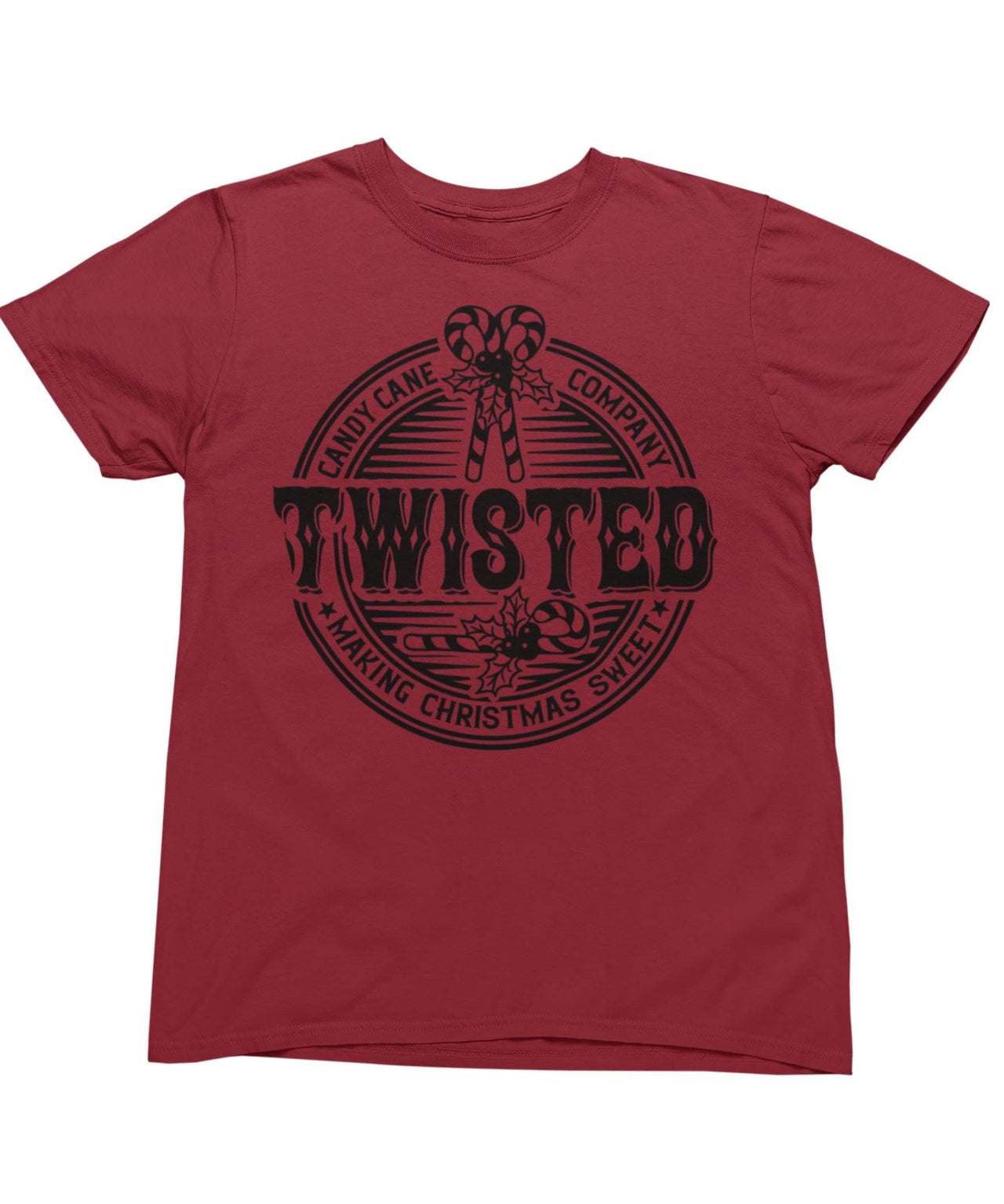 Twisted Candy Cane Mono Christmas Unisex Graphic T-Shirt For Men 8Ball