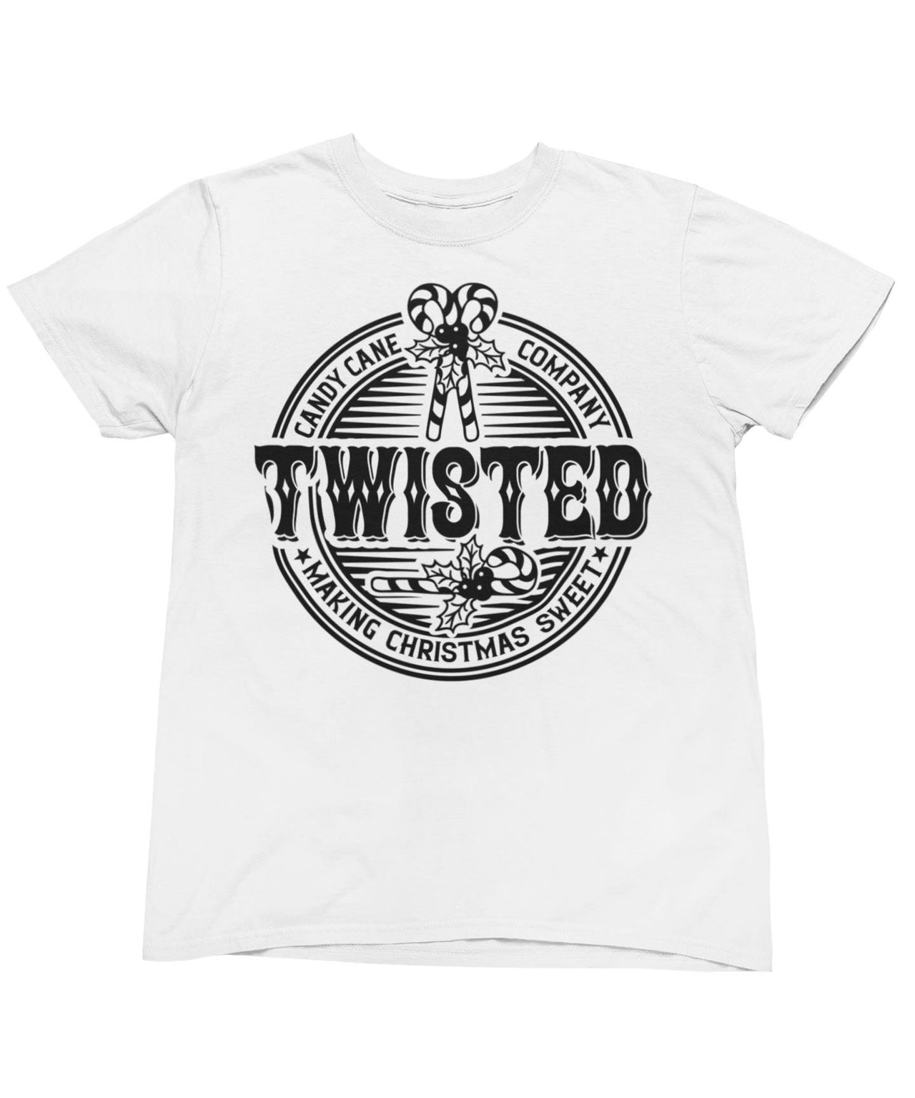 Twisted Candy Cane Mono Christmas Unisex Graphic T-Shirt For Men 8Ball
