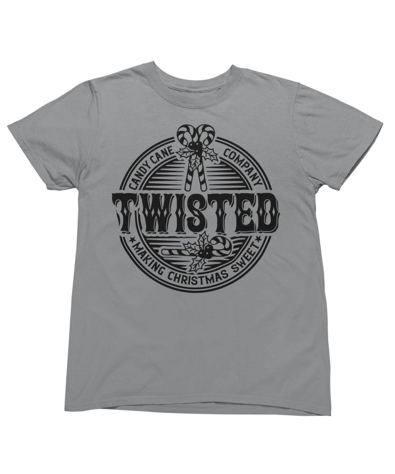 Twisted Candy Cane Mono Christmas Unisex Graphic T-Shirt For Men 8Ball
