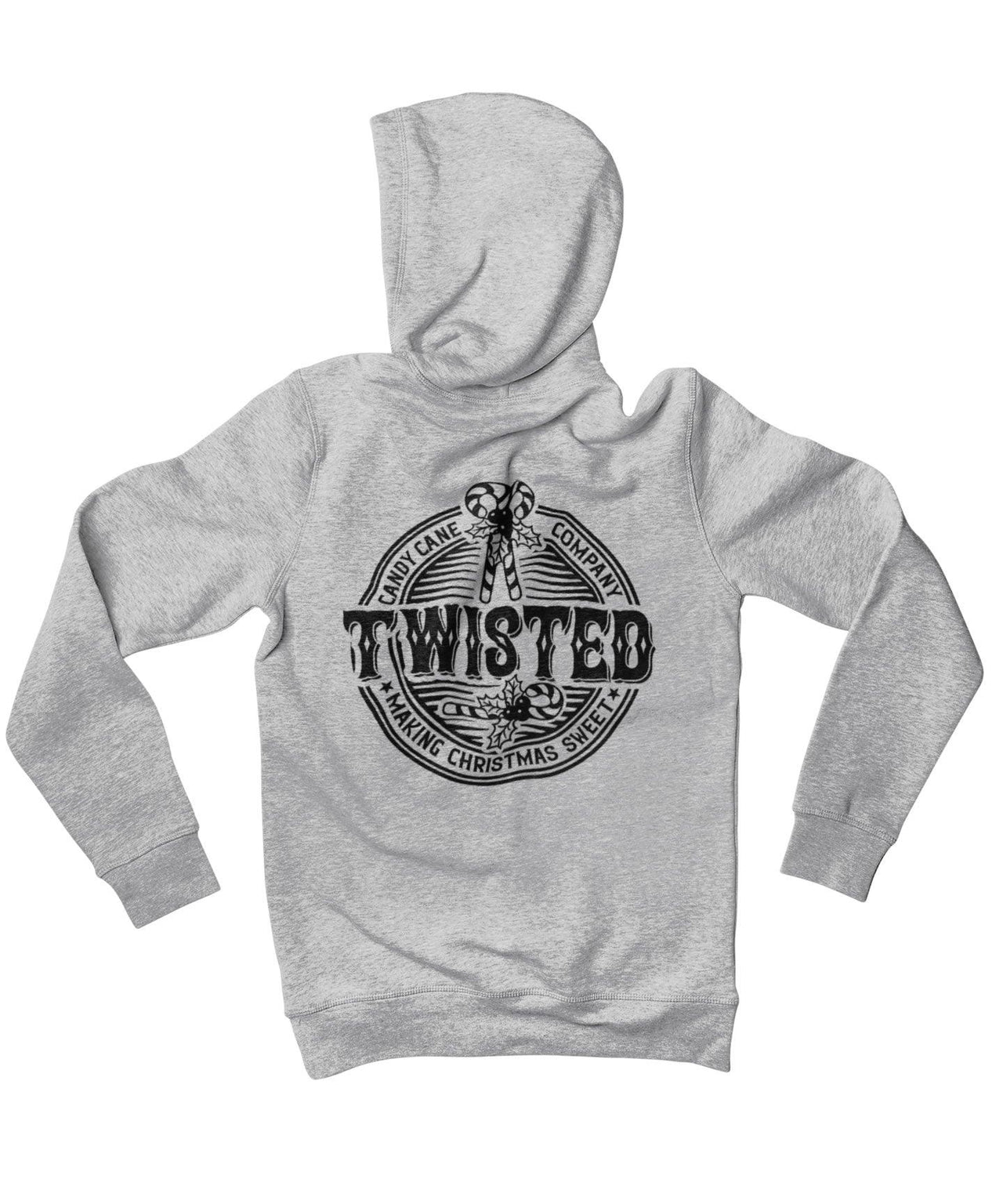 Twisted Candy Cane Mono-Colour Back Printed Christmas Unisex Hoodie 8Ball