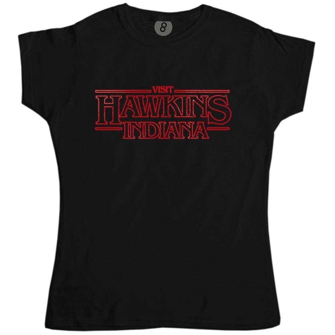 Visit Hawkins Indiana Fitted Womens T-Shirt 8Ball