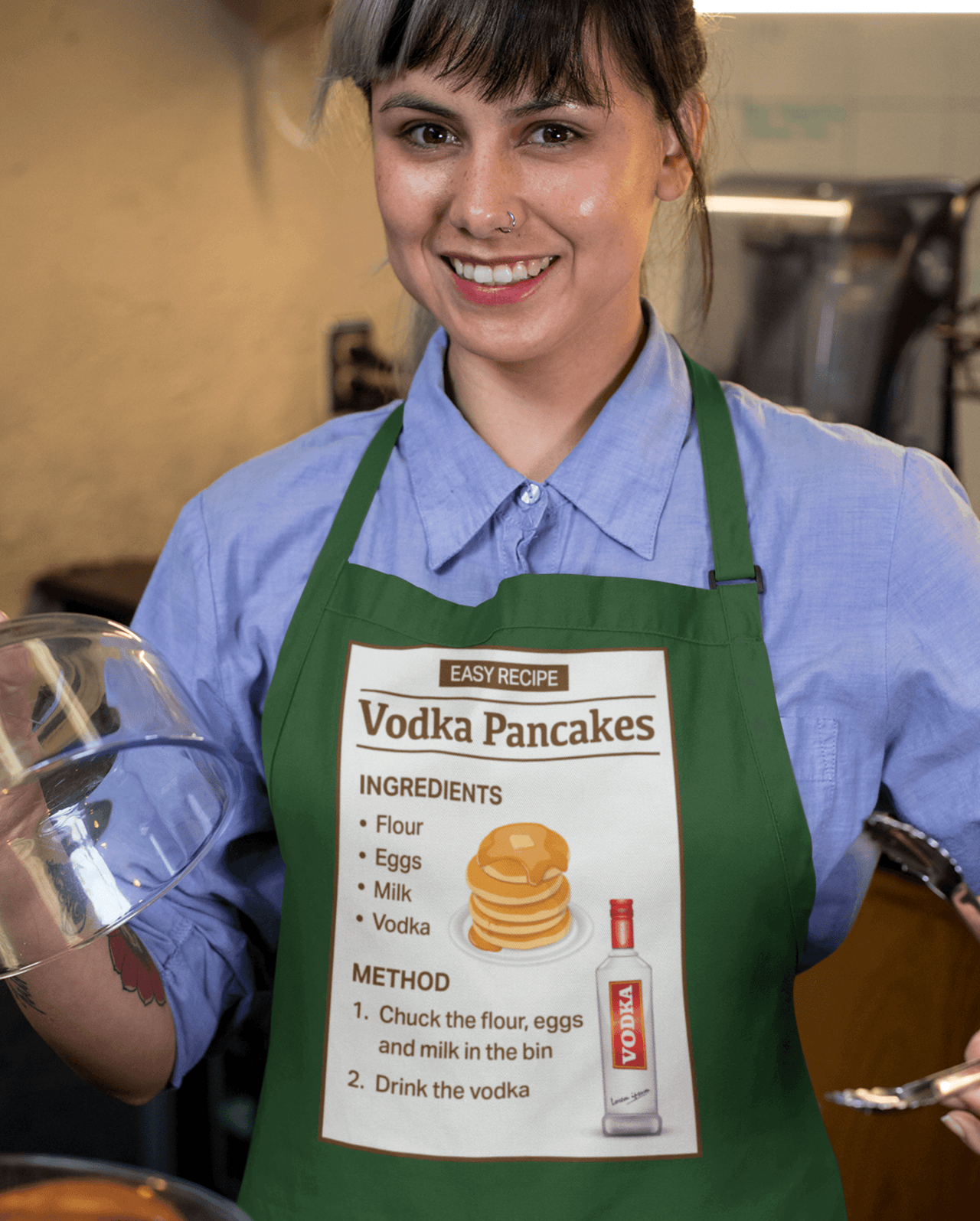 Vodka Pancakes Recipe Pancake Day Cotton Kitchen Apron 8Ball