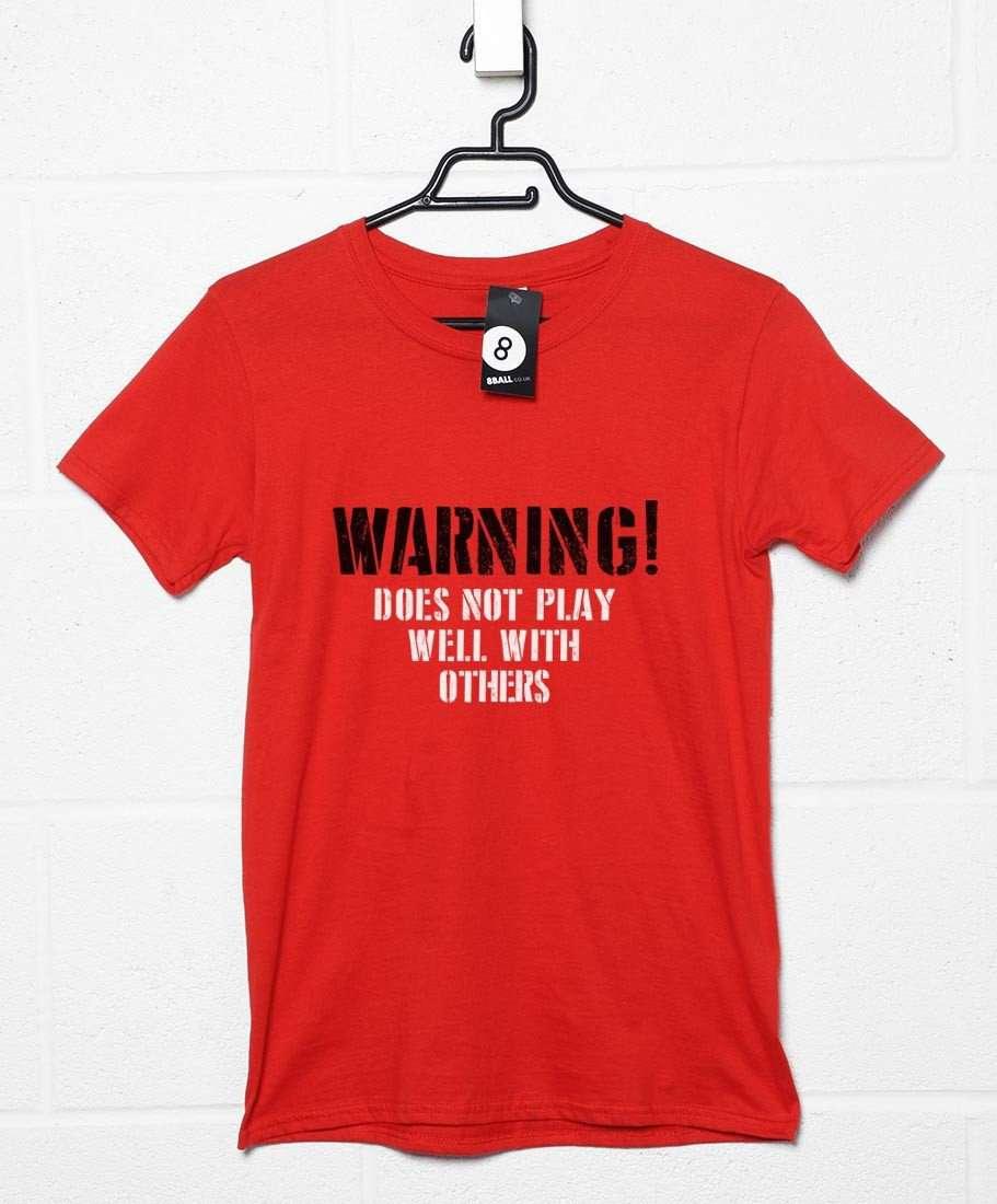 Warning Does Not Play Well Graphic T-Shirt For Men 8Ball