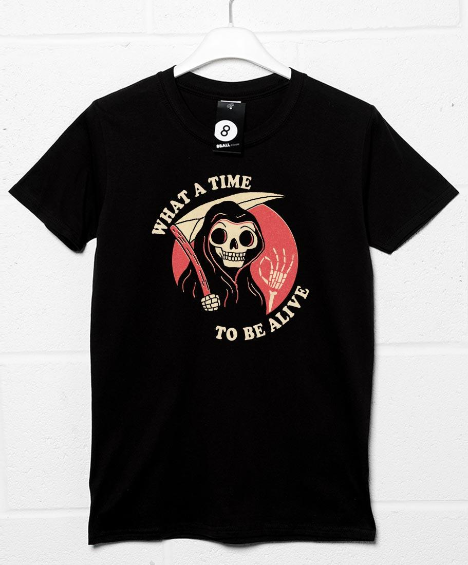 What A Time To Be Alive DinoMike Mens Graphic T-Shirt 8Ball