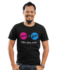 Thumbnail for Who Came First Barbie Or Ken Adult Unisex Black or White Mens T-Shirt 8Ball