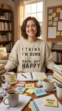 Thumbnail for Think I'm Dumb funny sweatshirt in white