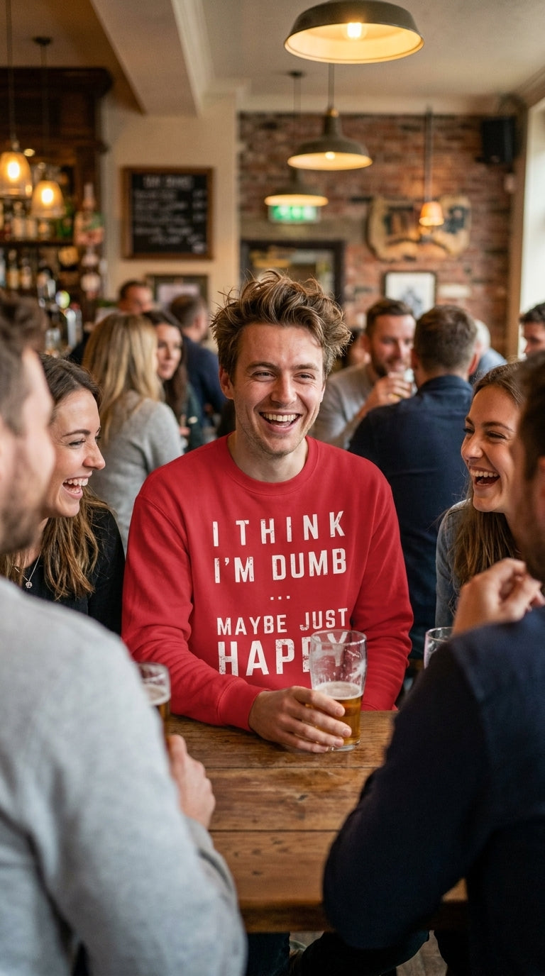 Think I'm Dumb funny sweatshirt in red