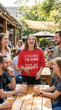 Thumbnail for Think I'm Dumb funny sweatshirt in red