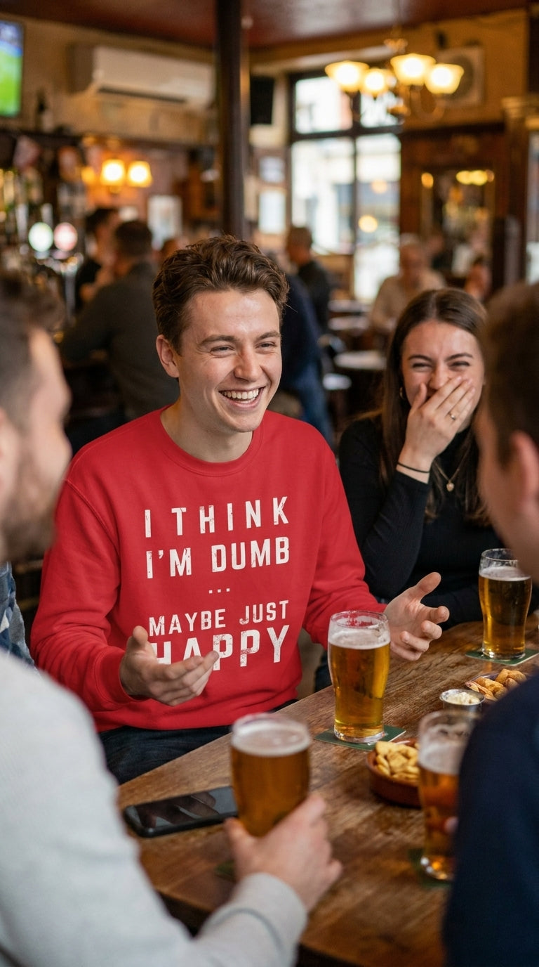 Think I'm Dumb funny sweatshirt in red