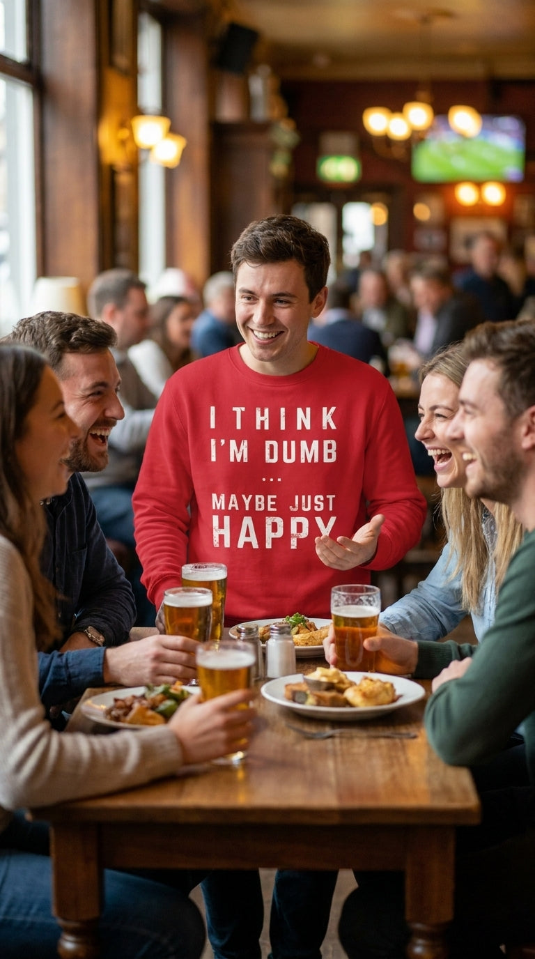 Think I'm Dumb funny sweatshirt in red