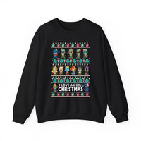 Thumbnail for Black 80s cartoon sweatshirt front view showing the original Christmas artwork