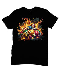 Thumbnail for 8 Ball Cluster Graphic T‑Shirt - 100% Cotton Unisex Pool Billiards Tee