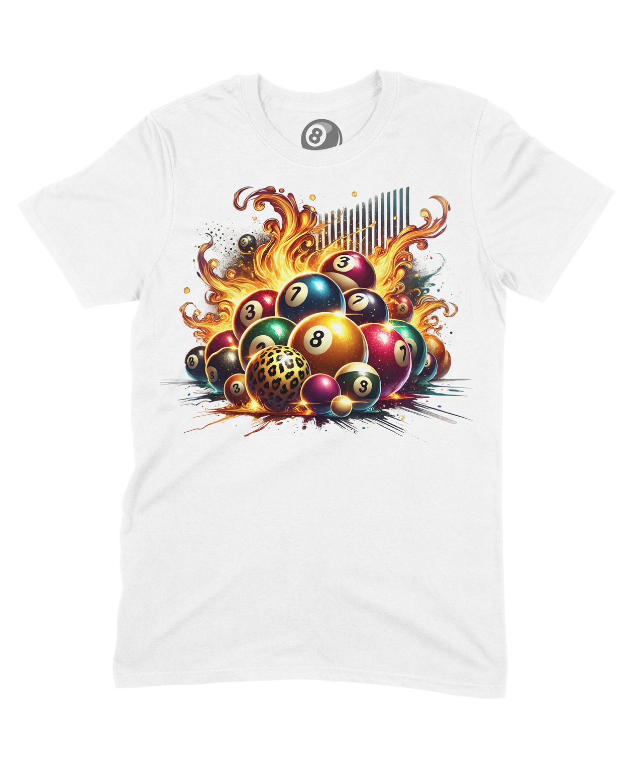 8 Ball Cluster Graphic T‑Shirt - 100% Cotton Unisex Pool Billiards Tee