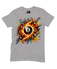 Thumbnail for 8 Ball Flame Burst Graphic T‑Shirt - 100% Cotton Unisex Pool Billiards Tee
