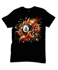 Thumbnail for 8 Ball In Flames Graphic T‑Shirt – 100% Cotton Unisex Pool Billiards Tee