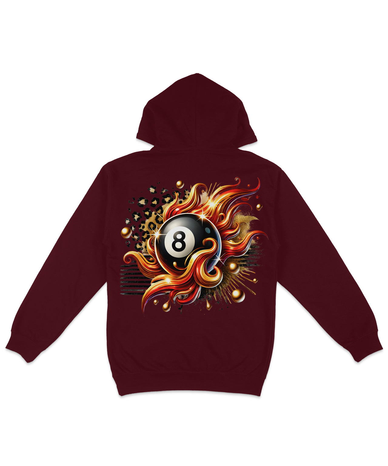8 Ball In Flames Back Printed Hoodie