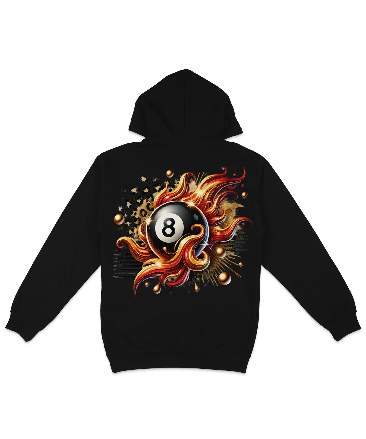 8 Ball In Flames Back Printed Hoodie