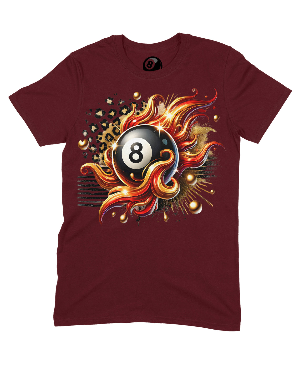 8 Ball In Flames Graphic T‑Shirt – 100% Cotton Unisex Pool Billiards Tee