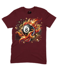 Thumbnail for 8 Ball In Flames Graphic T‑Shirt – 100% Cotton Unisex Pool Billiards Tee