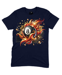 Thumbnail for 8 Ball In Flames Graphic T‑Shirt – 100% Cotton Unisex Pool Billiards Tee