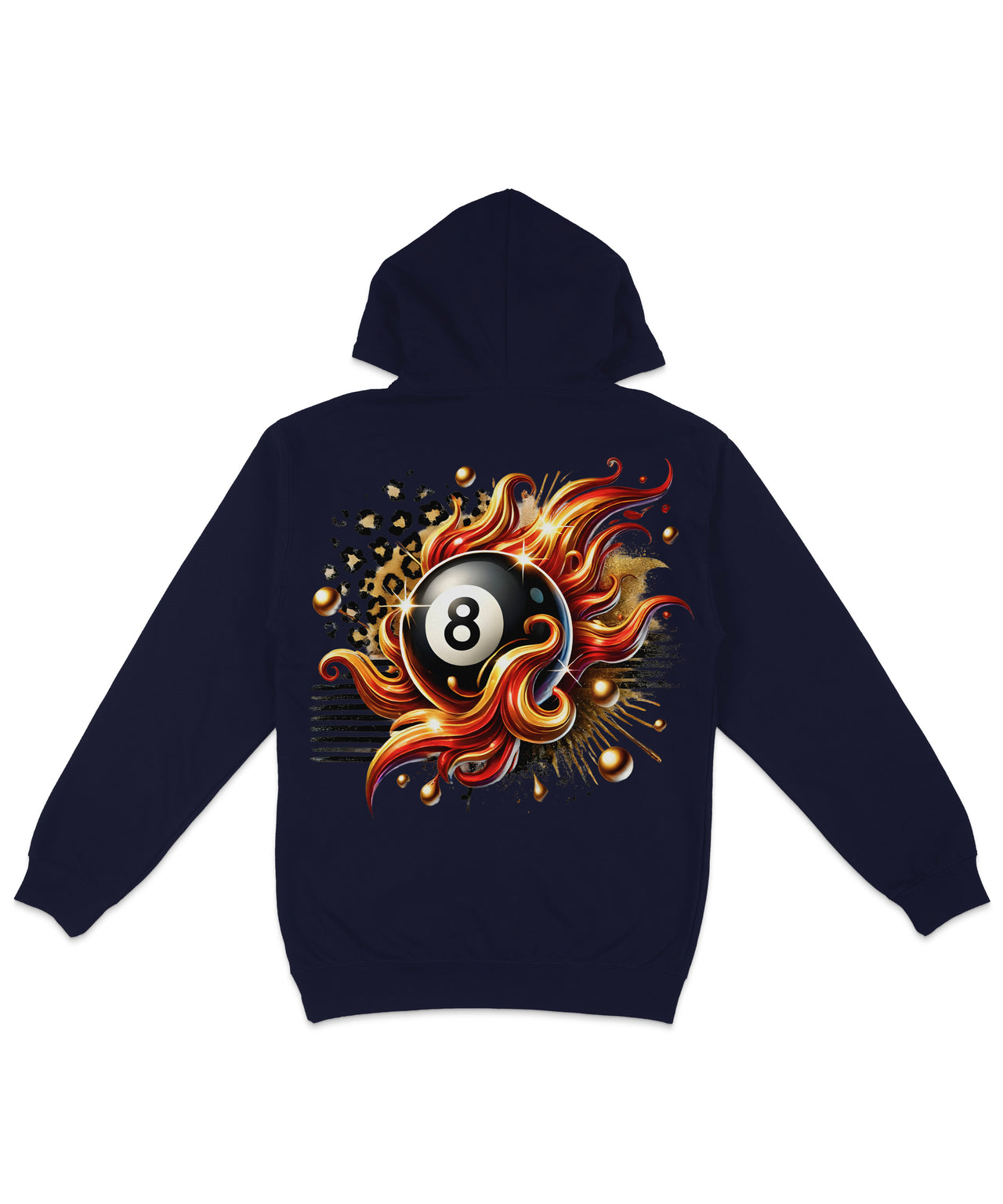 8 Ball In Flames Back Printed Hoodie