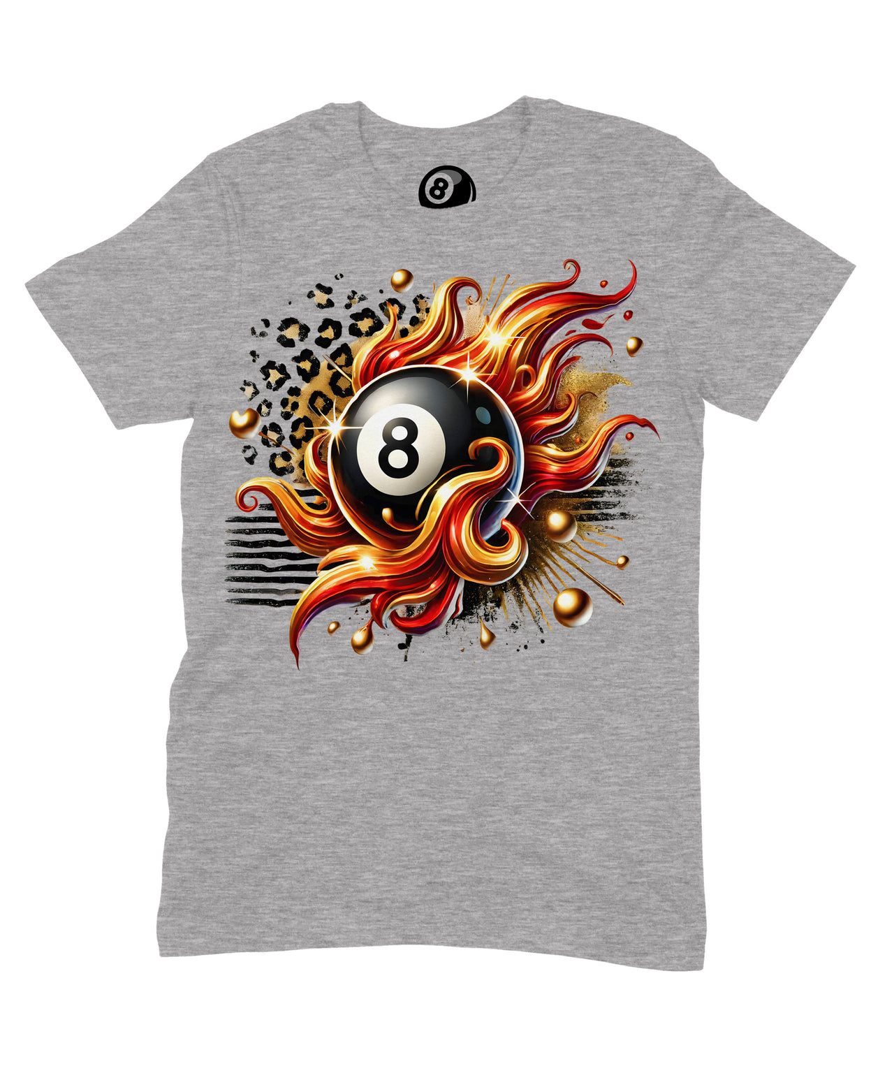 8 Ball In Flames Graphic T‑Shirt – 100% Cotton Unisex Pool Billiards Tee