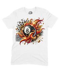 Thumbnail for 8 Ball In Flames Graphic T‑Shirt – 100% Cotton Unisex Pool Billiards Tee