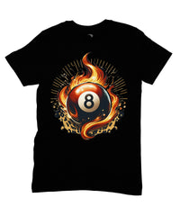 Thumbnail for Flaming 8 Ball Graphic T‑Shirt – 100% Cotton Unisex Pool & Billiards Tee