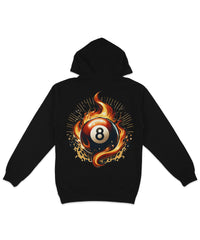Thumbnail for Flaming 8 Ball Back Printed Hoodie