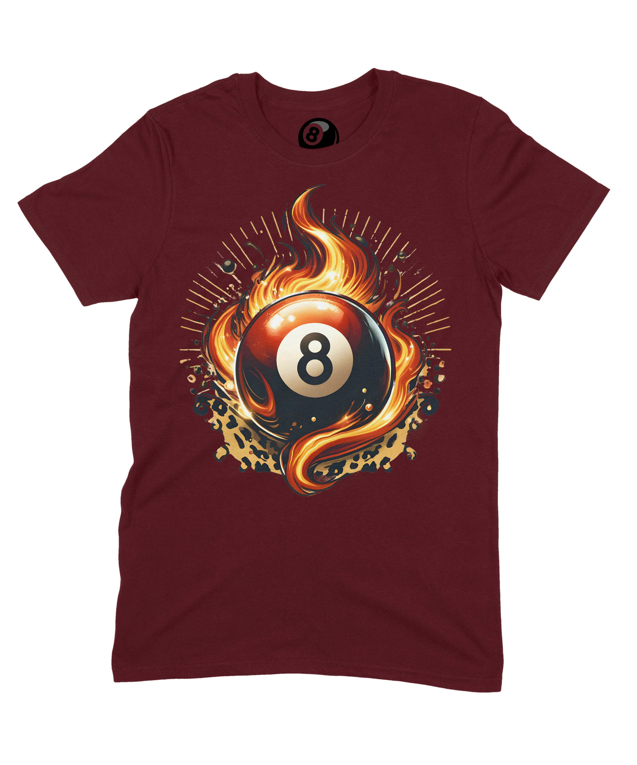 Flaming 8 Ball Graphic T‑Shirt – 100% Cotton Unisex Pool & Billiards Tee