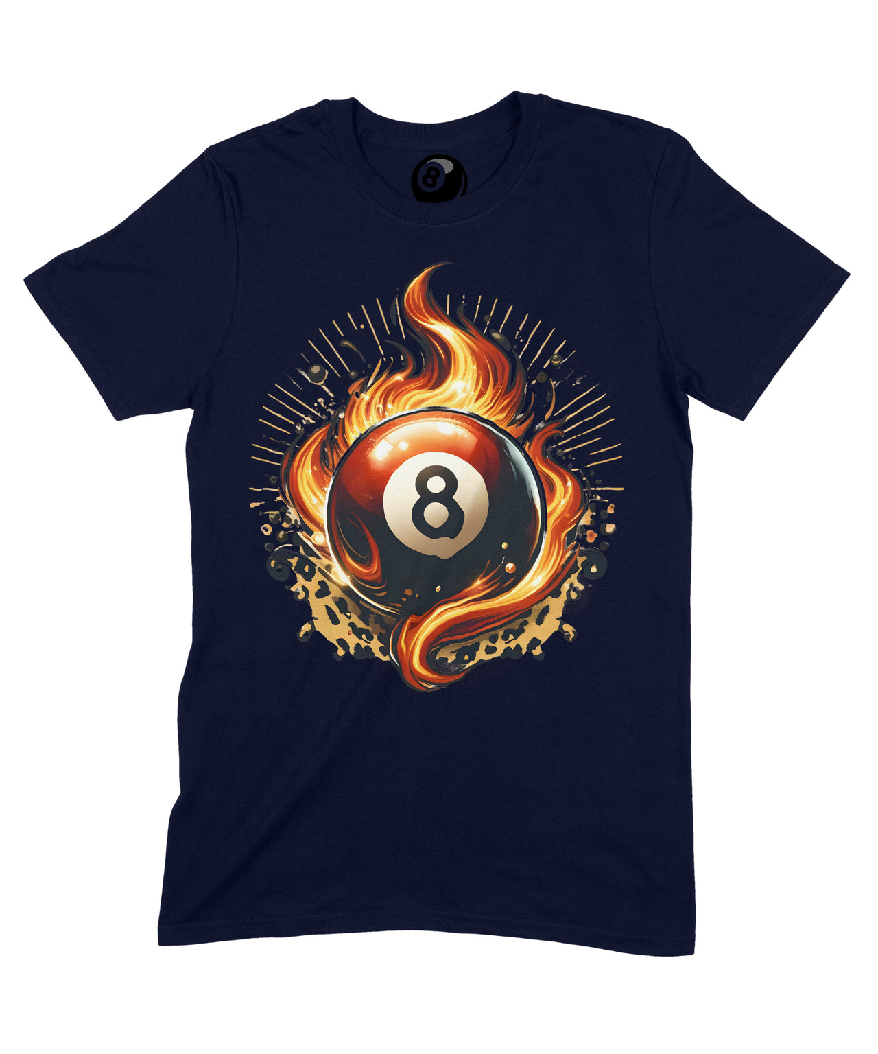 Flaming 8 Ball Graphic T‑Shirt – 100% Cotton Unisex Pool & Billiards Tee
