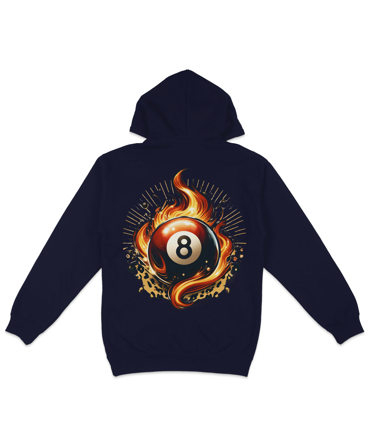 Flaming 8 Ball Back Printed Hoodie