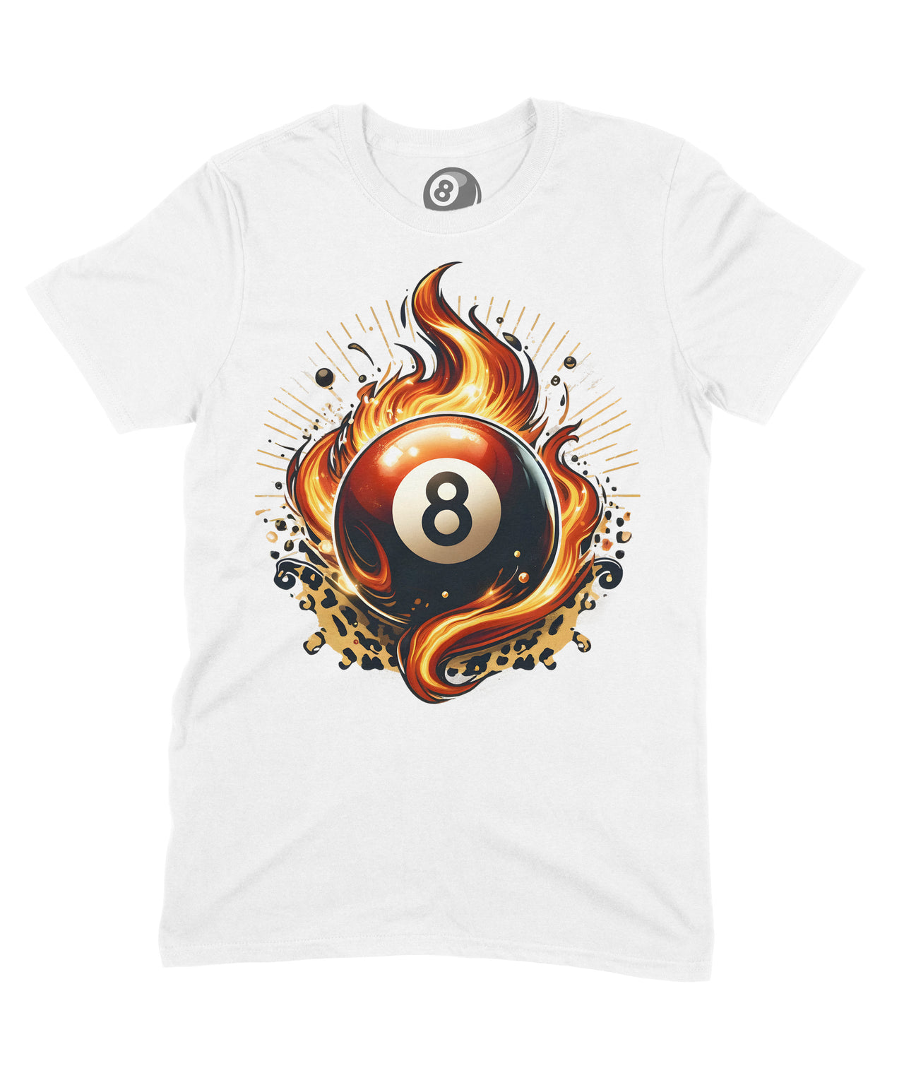 Flaming 8 Ball Graphic T‑Shirt – 100% Cotton Unisex Pool & Billiards Tee