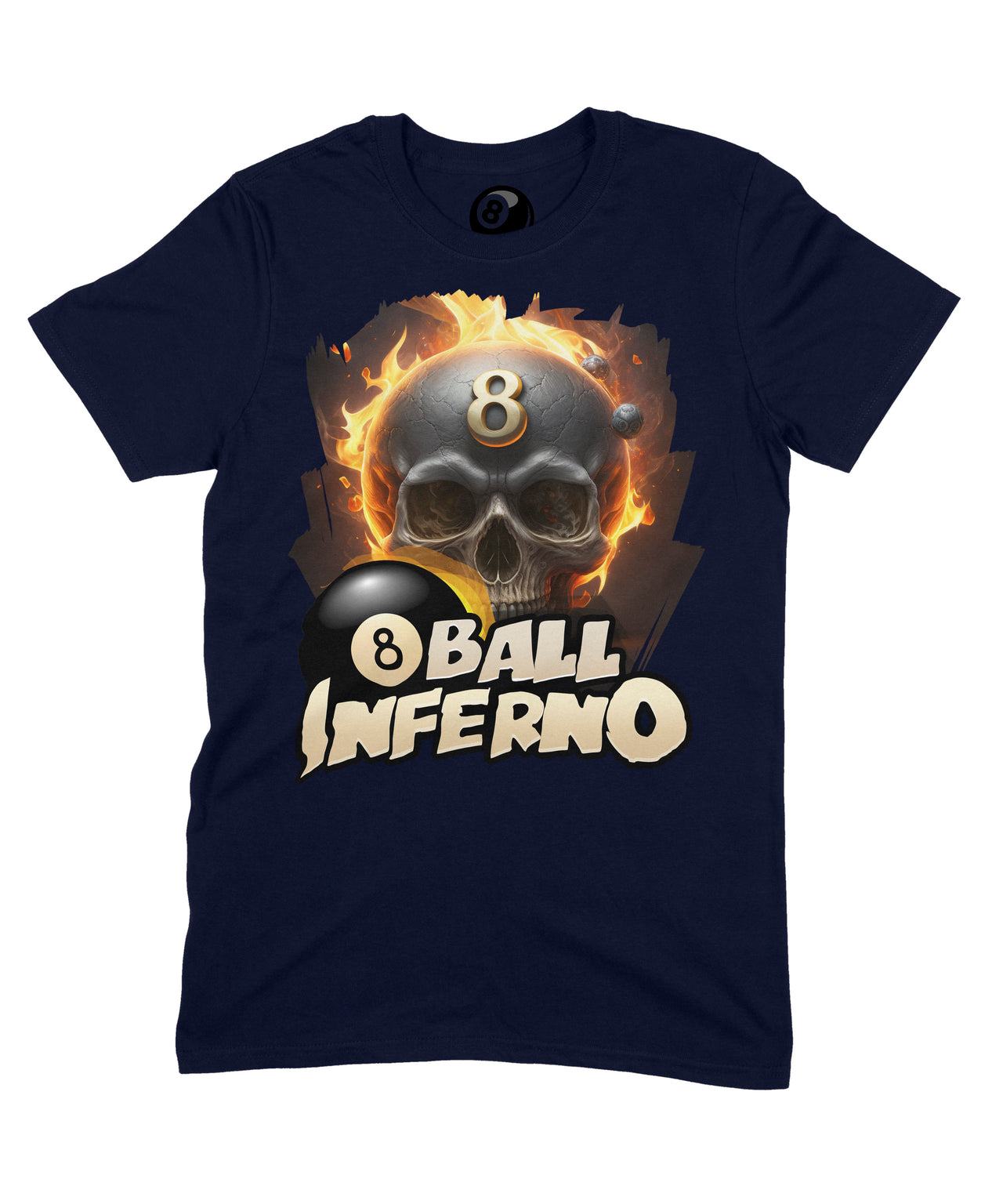 8 Ball Inferno Graphic T‑Shirt – 100% Cotton Unisex Pool & Billiards Tee