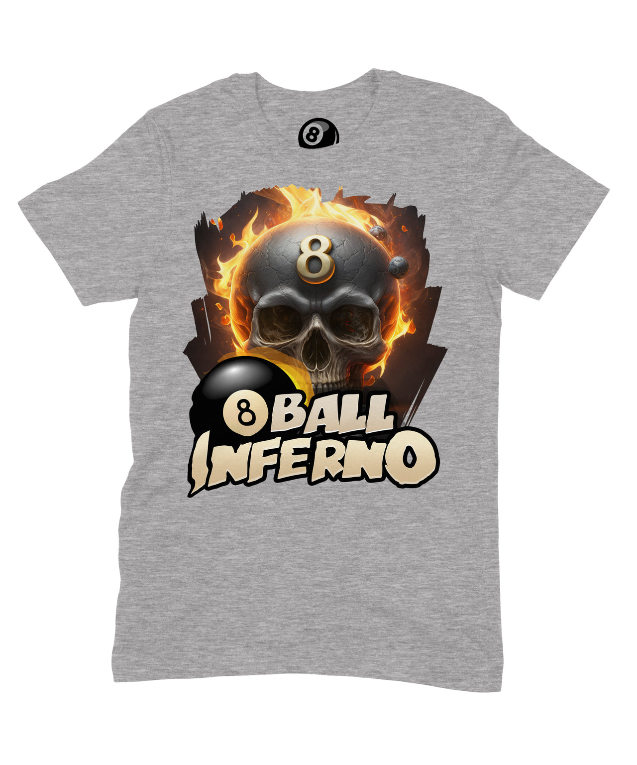 8 Ball Inferno Graphic T‑Shirt – 100% Cotton Unisex Pool & Billiards Tee