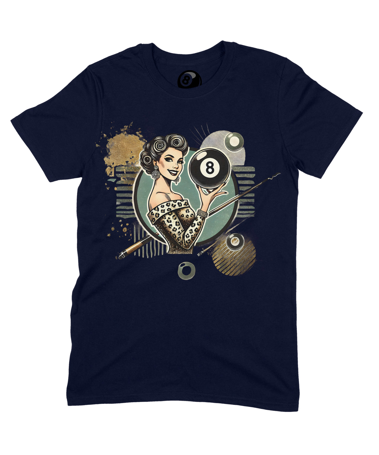 8 Ball Pin-Up Graphic T‑Shirt – Retro Billiards Unisex Tee