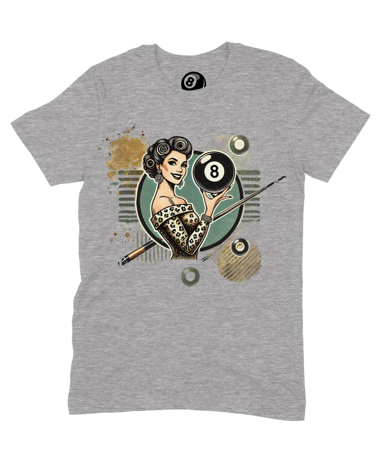 8 Ball Pin-Up Graphic T‑Shirt – Retro Billiards Unisex Tee
