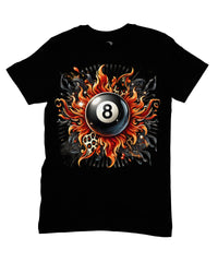Thumbnail for Shocking 8 Ball Graphic T‑Shirt – Bold Fireburst Design