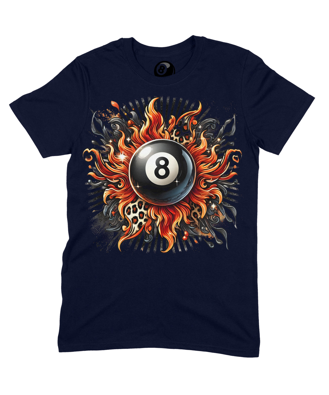 Shocking 8 Ball Graphic T‑Shirt – Bold Fireburst Design