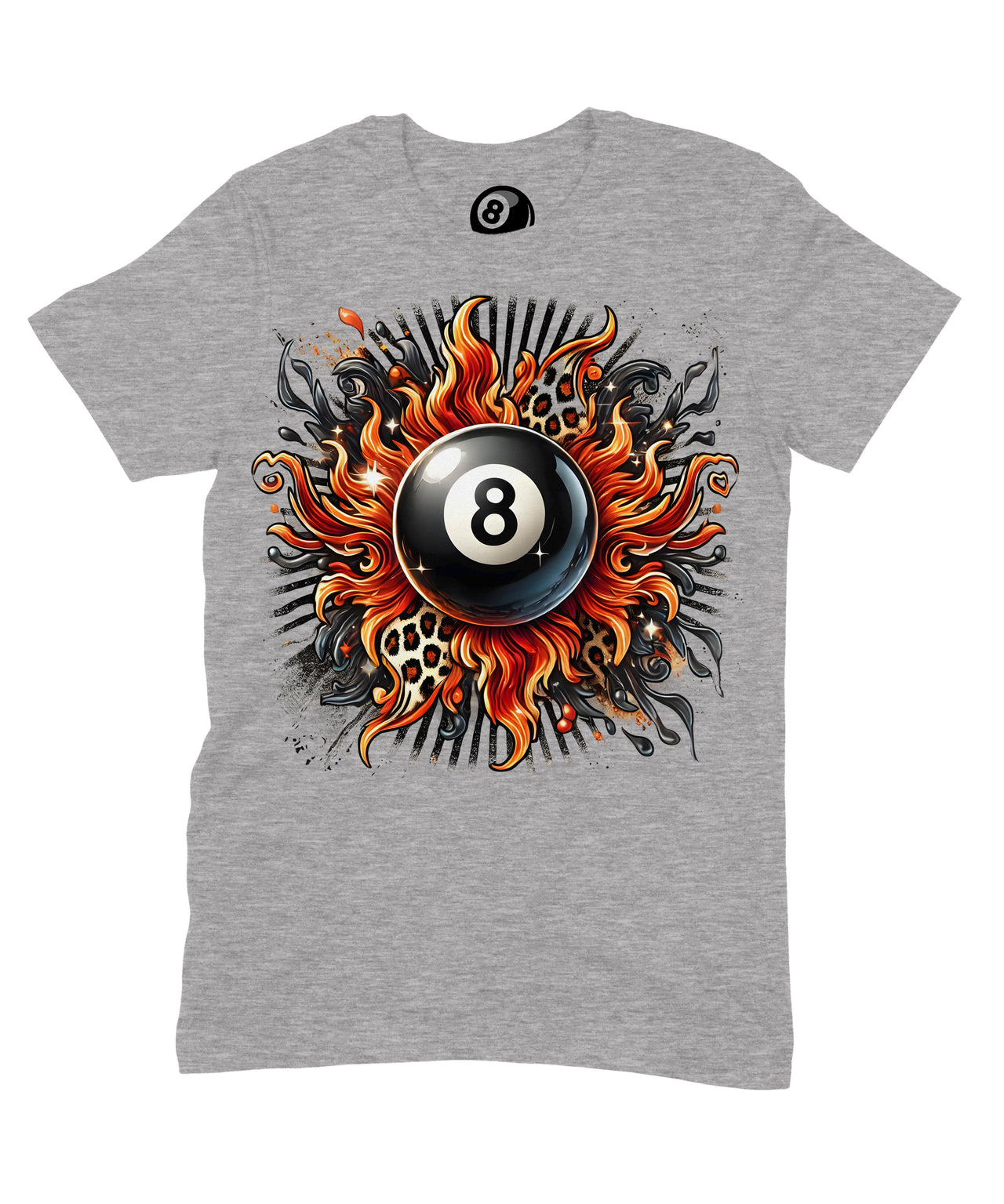 Shocking 8 Ball Graphic T‑Shirt – Bold Fireburst Design