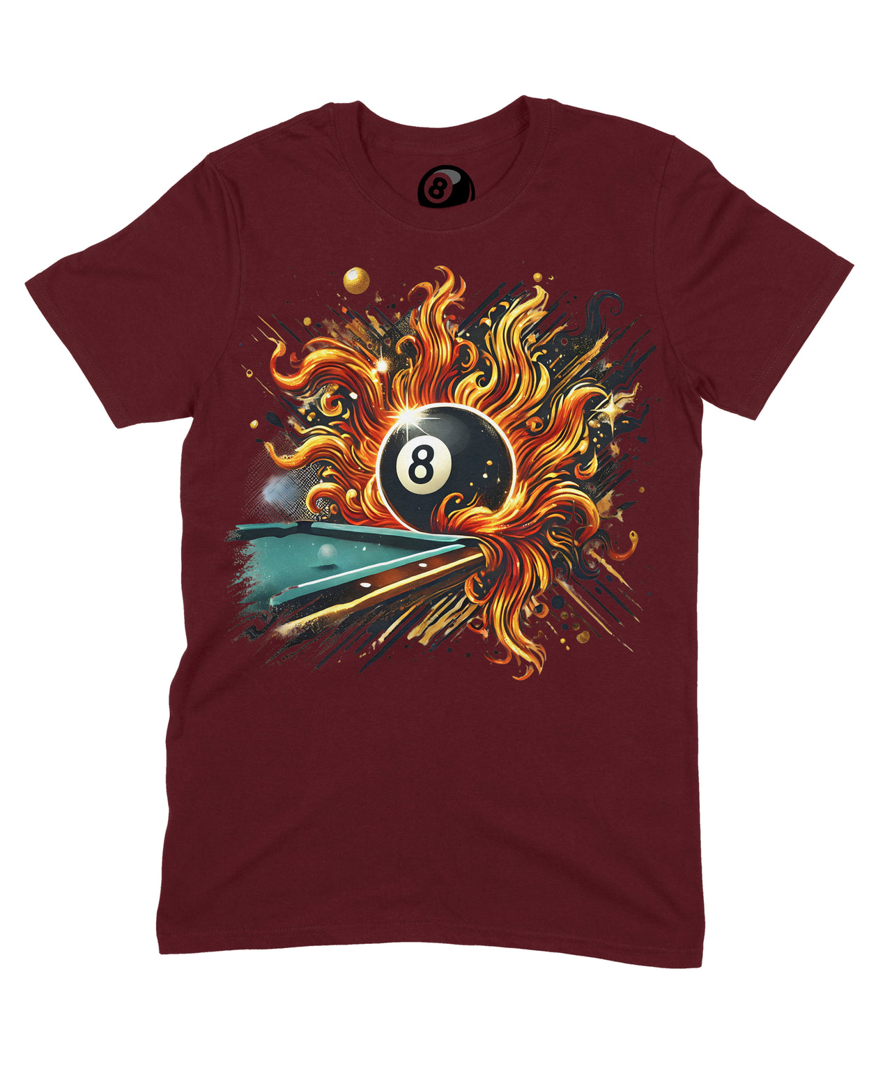 Flaming 8 Ball Pool Table T-Shirt