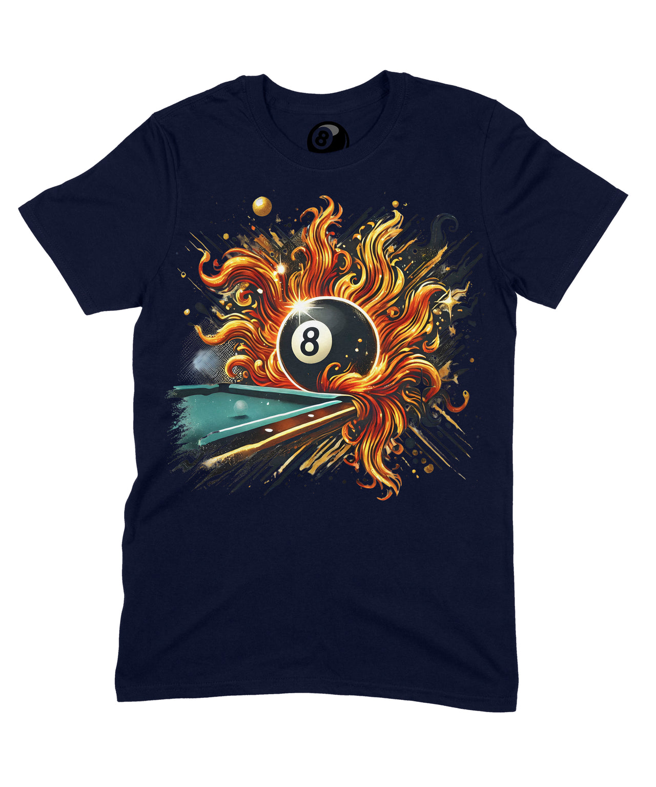 Flaming 8 Ball Pool Table T-Shirt