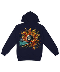 Thumbnail for Flaming 8 Ball Pool Table Back Printed Hoodie