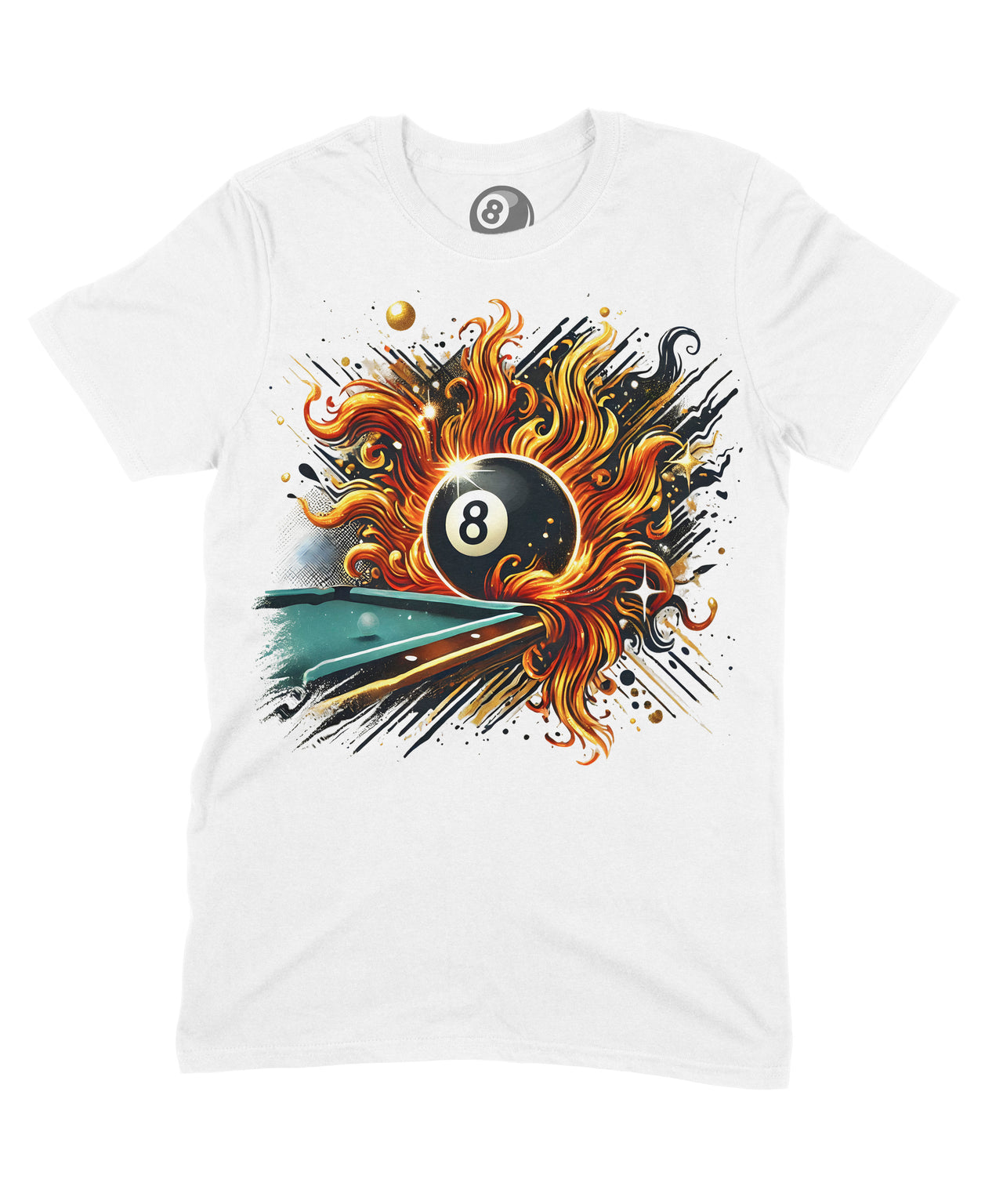 Flaming 8 Ball Pool Table T-Shirt