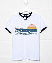 Thumbnail for Amity Island Ringer Mens T-Shirt 8Ball
