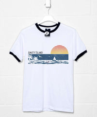 Thumbnail for Amity Island Ringer Mens T-Shirt 8Ball
