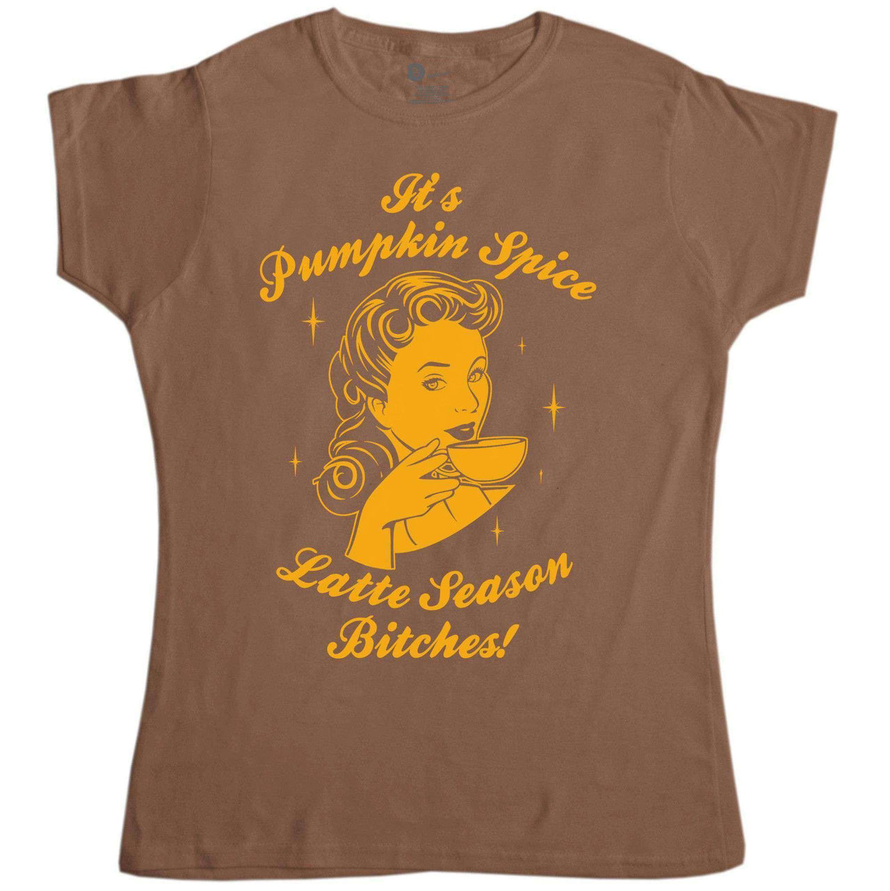 Autumn Pumpkin Spice Latte Season Illustration Womens Fitted T-Shirt 8Ball