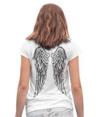 Thumbnail for Back Printed Tattoo Style Angel Wings T-Shirt for Women 8Ball